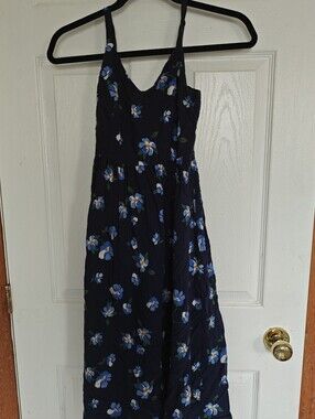 Old Navy Lightweight Navy Floral Sleeveless Midi Dress